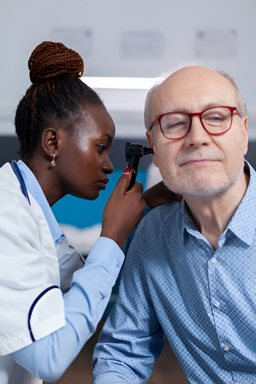 Patient consulting with an ear doctor