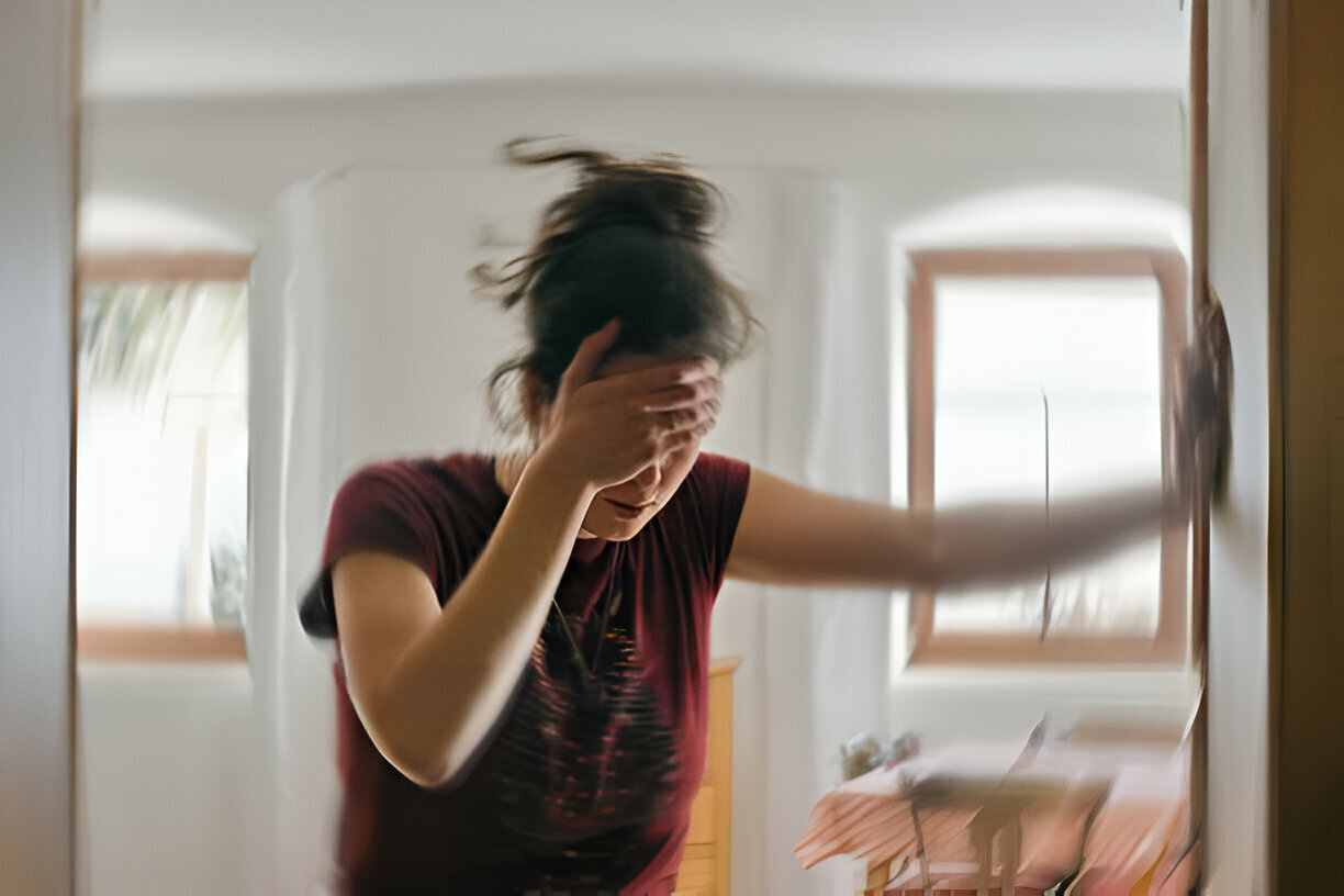 A person during balance testing